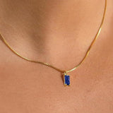 Agnes Minimal Blue Pendant Necklace | Silver-Tone