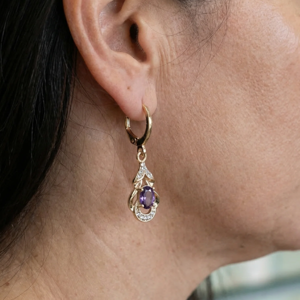 Belinda Purple Drop Earrings | Rose-Gold-Tone — image 2