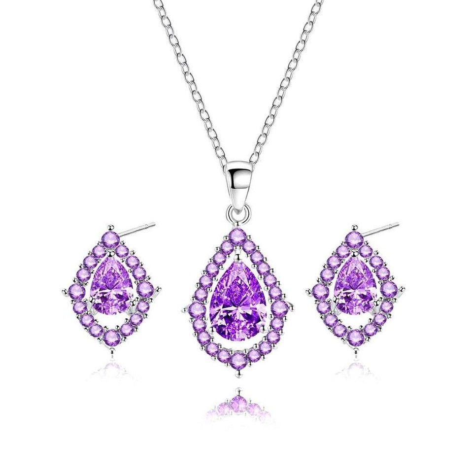 Pamela Purple Necklace and Earrings Set - image 1