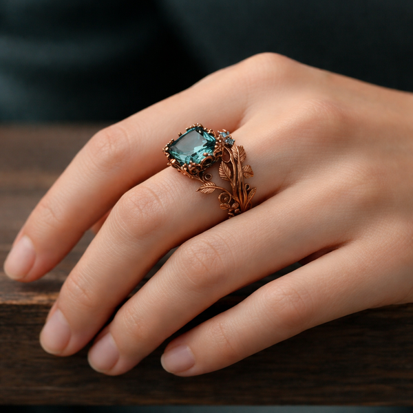 Eloise Nature-Inspired Green Sparkle Ring - image 2