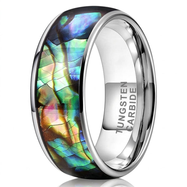 Lawrence Iridescent Inlay Band Ring | Silver-Tone