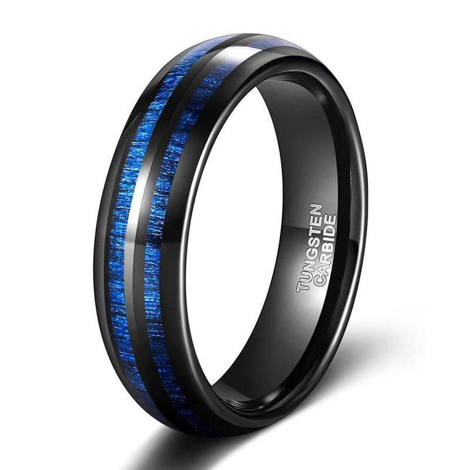 Albert Blue Double Inlay Band Ring | Black - image 7