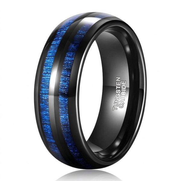 Albert Blue Double Inlay Band Ring | Black - image 1