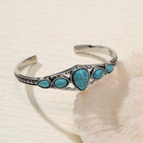 Arabella Open Turquoise-Color Teardrop Bangle | Silver-Tone — image 2