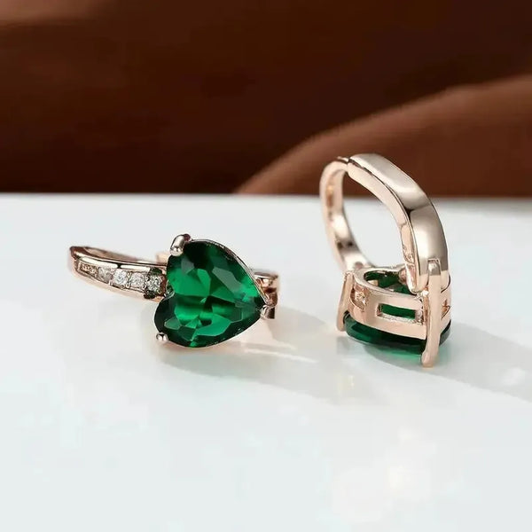 Sophia Heart-Shaped Green Stone Earrings - image 1
