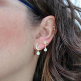 Sadie Moon and Star Opal-Look Earrings | Gold-Tone — image 2