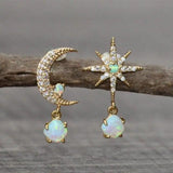 Sadie Moon and Star Opal-Look Earrings | Gold-Tone