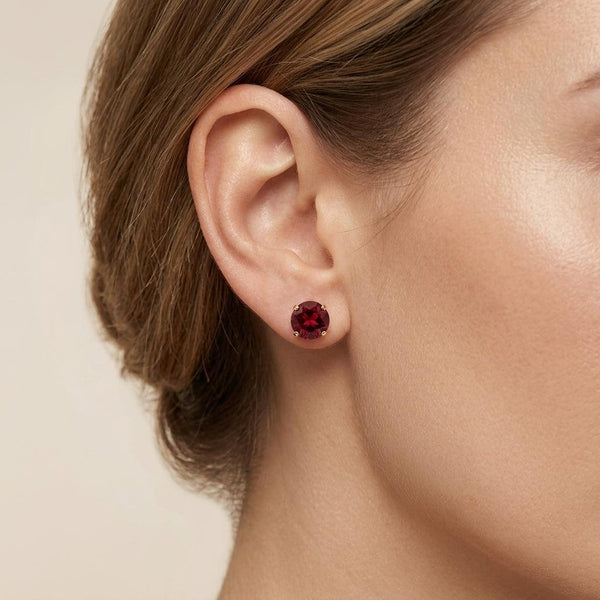 Florence Round Red Earrings | Gold-Tone — image 2