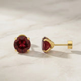 Florence Round Red Earrings | Gold-Tone