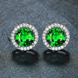 Sandra Green Round Halo Stud Earrings - image 1