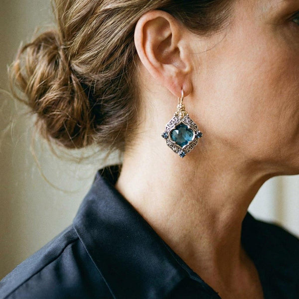 Giselle Blue Sparkle Earrings | Two-Tone — image 2