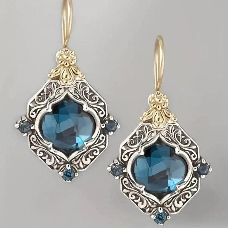 Giselle Blue Sparkle Earrings | Two-Tone