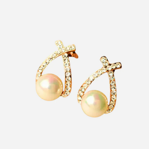 Nora Earrings with Pearl-Look and Braided Sparkle - image 2