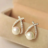 Nora Earrings with Pearl-Look and Braided Sparkle - image 1