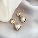 May Pearl-Look Circle Drop Earrings | Gold-Tone