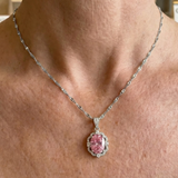 Lucia Oval Rose Halo Necklace | Silver-Tone — image 2