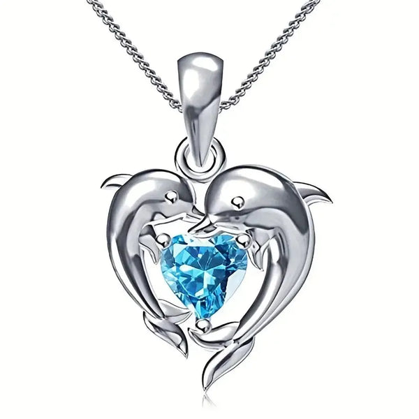 Veronica Ocean Heart Twins Necklace | Silver-Tone — image 2