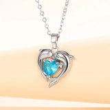 Veronica Ocean Heart Twins Necklace | Silver-Tone