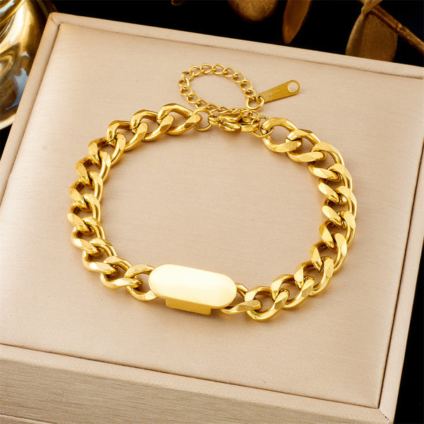 Graham Curb Chain Tag Bracelet | Gold-Tone