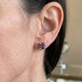 Edwina Purple Square Earrings | Gold-Tone — image 2