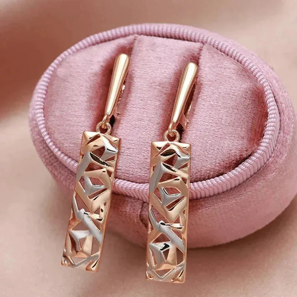Zoe Rectangular Drop Earrings | Gold-Tone