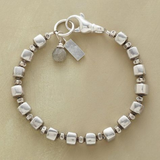 Vera Retro Silver-Tone Cube Bead Bracelet