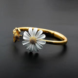Albertine Retro Gold-Tone Daisy and Bee Bracelet