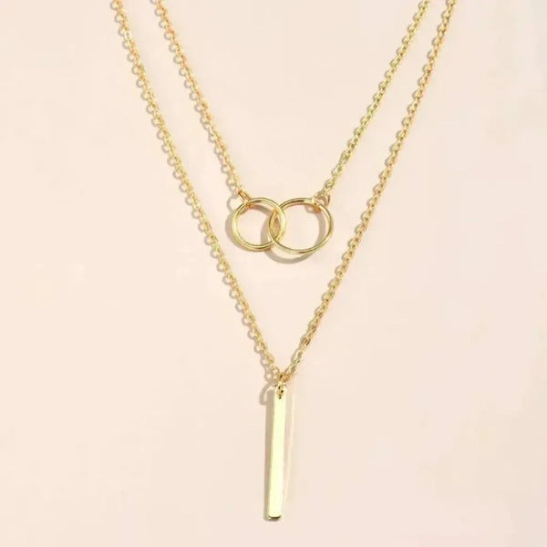Georgia Retro Gold-Tone Double-Circle Pendant Necklace — image 2