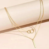 Georgia Retro Gold-Tone Double-Circle Pendant Necklace — image 3