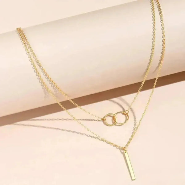 Georgia Retro Gold-Tone Double-Circle Pendant Necklace — image 3