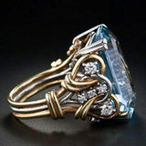 Sibyl Multi-Row Retro Blue Sparkle Ring | Gold-Tone