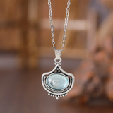 Iris Retro Blue Oval Necklace or Earrings — image 2