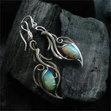 Pearl Retro Blue Opal-Look Earrings | Silver-Tone