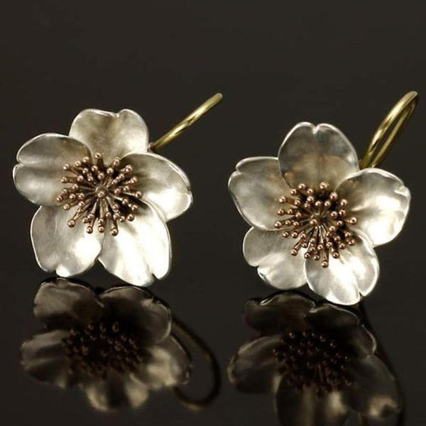 Isobel Retro Floral Earrings | Two-Tone