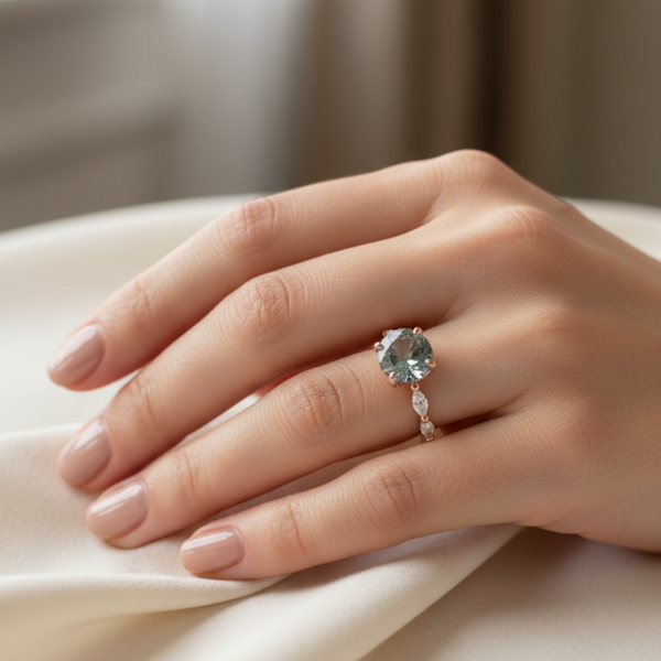 Clara Retro Blue Ring | Rose-Tone - image 2