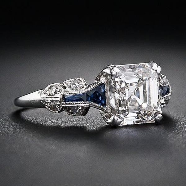 Esme Retro Blue Ring | Silver-Tone