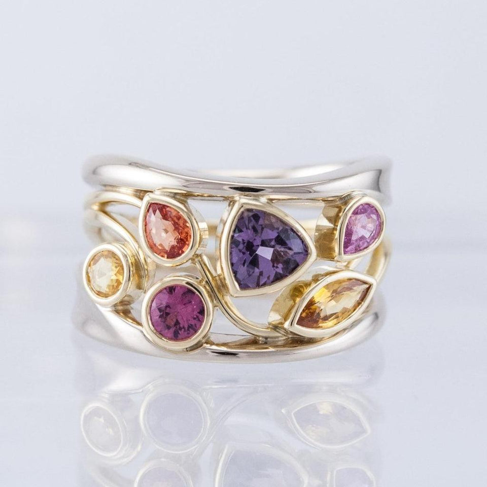 Alison Retro Multicolor Sparkle Ring | Two-Tone