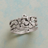 Zoe Retro Floral Ring | Silver-Tone