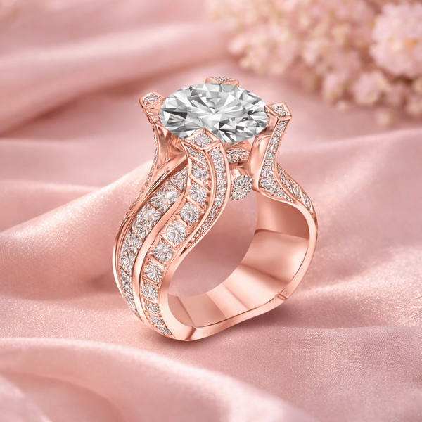 Katherine Retro Solitaire Ring with Detailed Shoulders - image 3