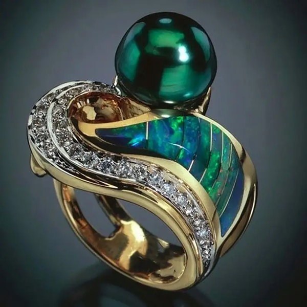 Cecily Retro Green Sparkle Ring - image 1