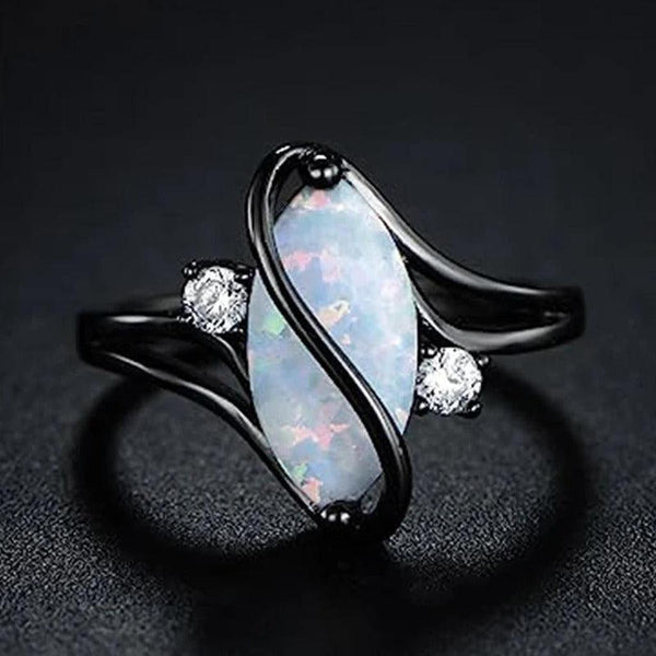 Dorothy Retro Black Opal-Look Twist Ring - image 1