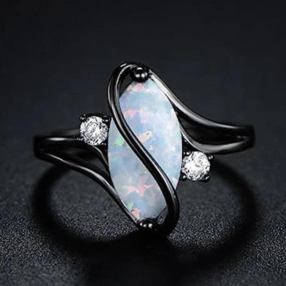 Dorothy Retro Black Opal-Look Twist Ring - image 1