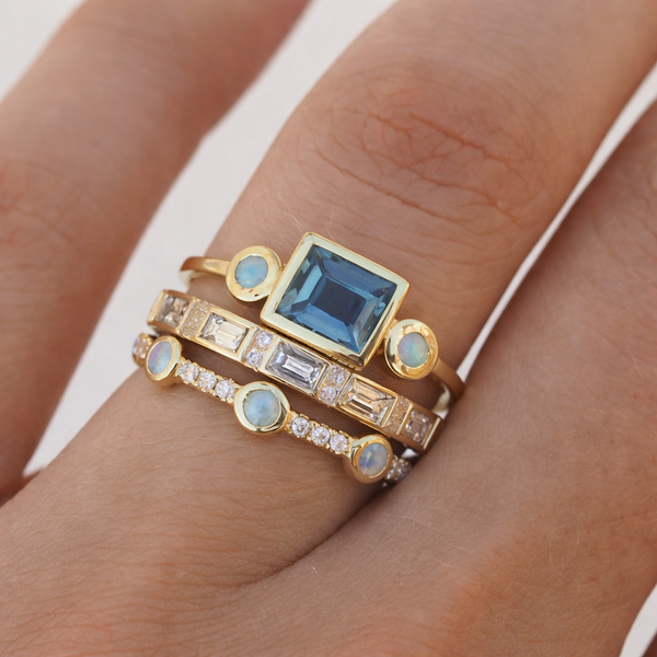 Estelle Retro Blue Sparkle Ring - image 1