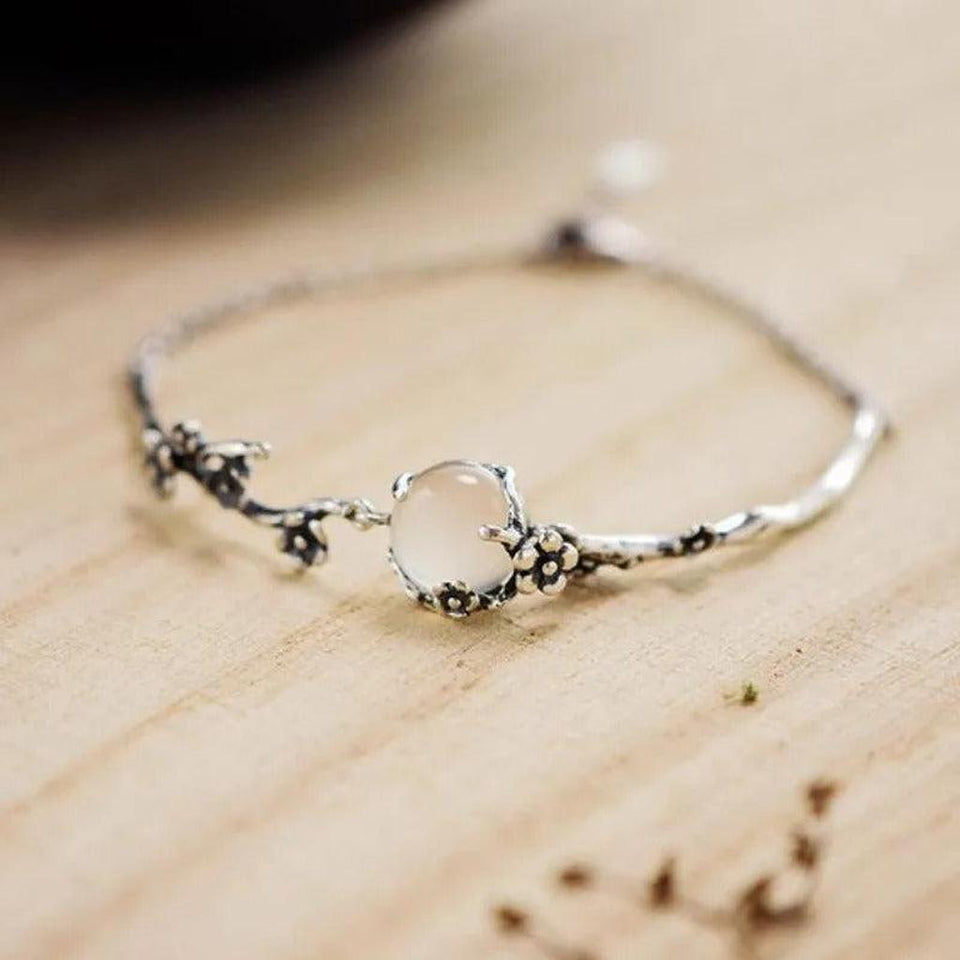 Amelia Retro Silver-Tone Floral Branch Bracelet
