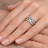 Pauline Retro Multirow Blue Accent Ring | Silver-Tone — image 2