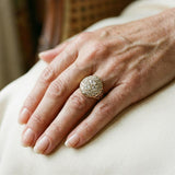 Veronica Retro Ring with Red Stone and Sparkle | Silver-Tone — image 2