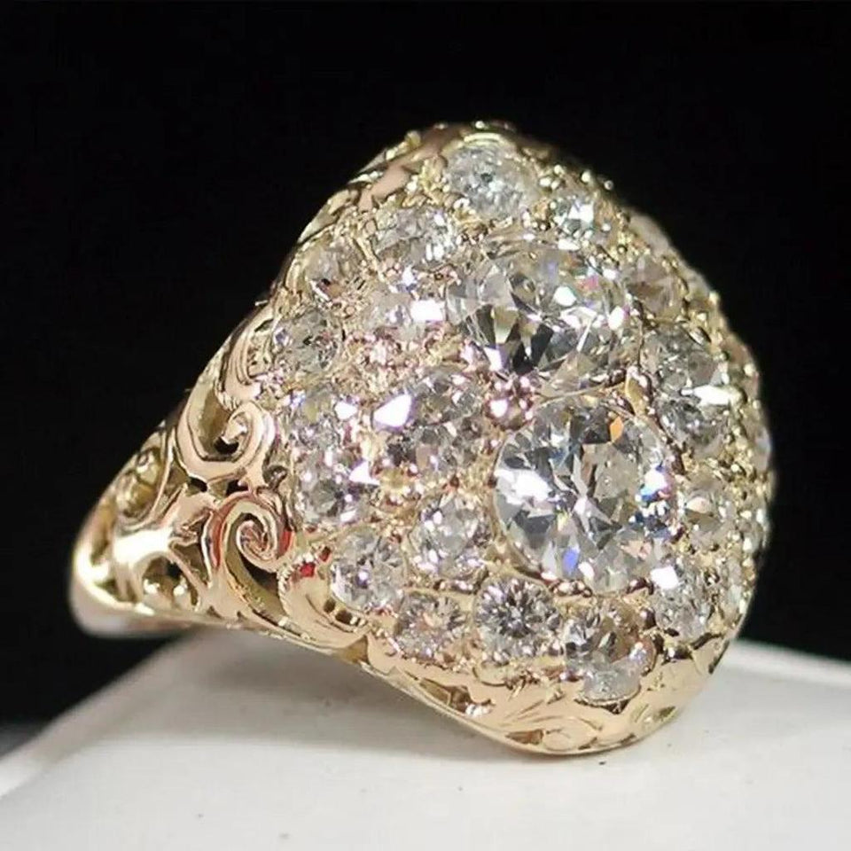 Veronica Retro Ring with Red Stone and Sparkle | Silver-Tone
