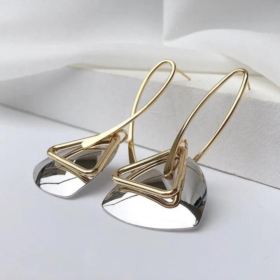 Gwen Retro Triangular Drop Earrings with Curved Hooks - image 1