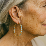 Barbara Retro Blue Opal-Look Earrings | Gold-Tone — image 2