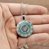 Marilyn Retro Round Necklace with Blue Mandalas - image 1